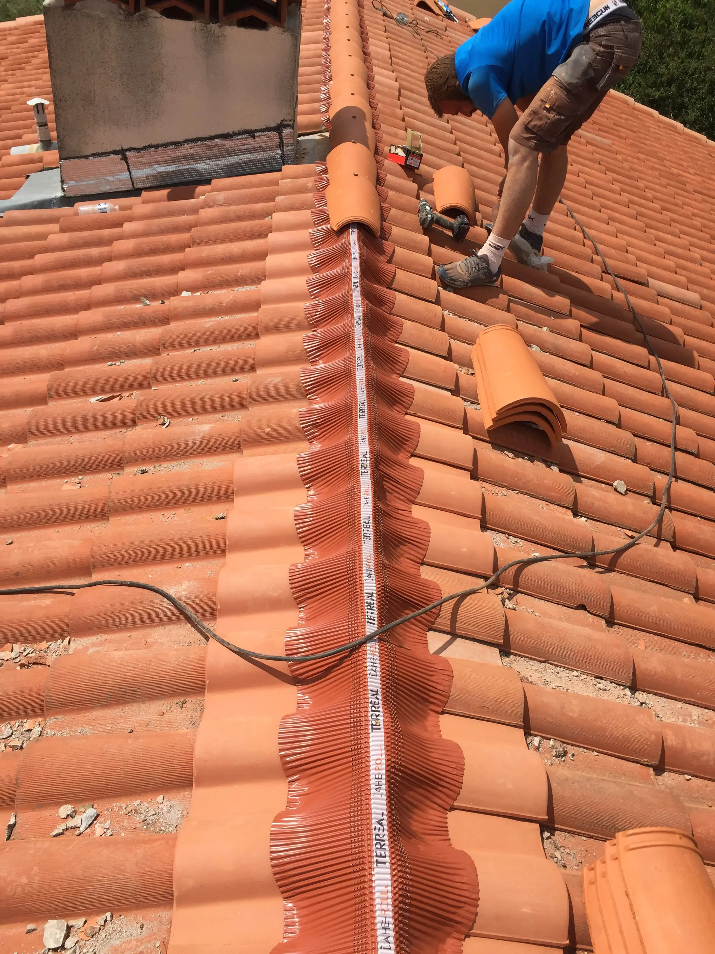 Tuiles et faîtage de toiture